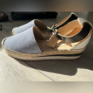 See by Chloe denim and leather espadrilles